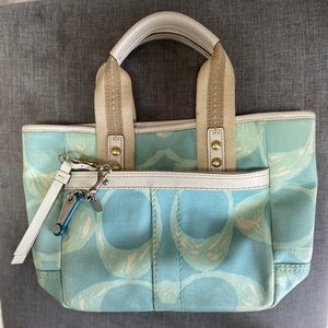 Coach pastel blue Hampton scribble bag